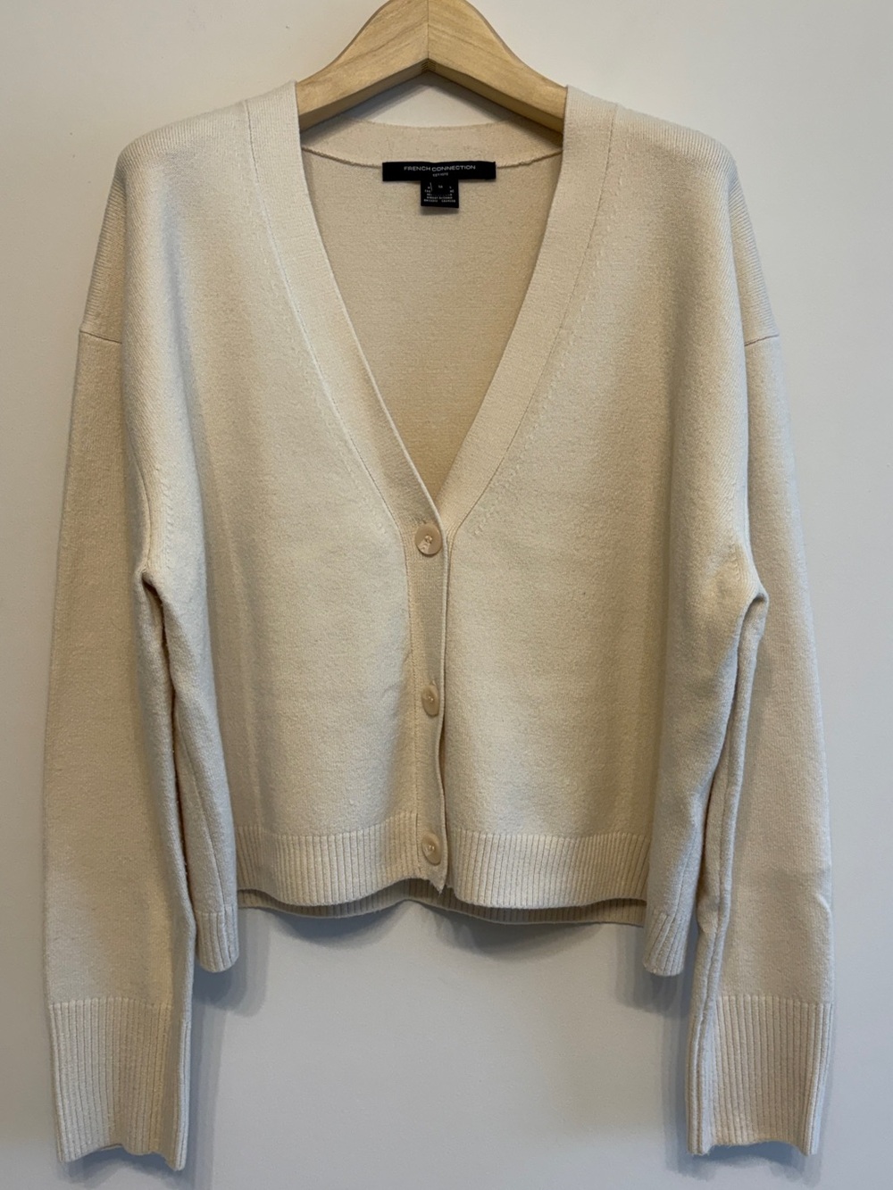 French Connection cream soft cardigan sz m medium preloved